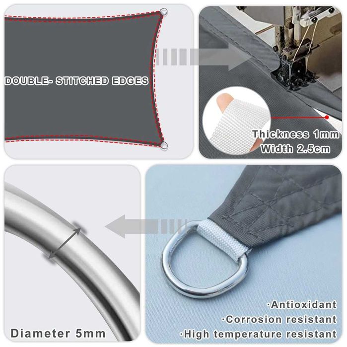 Toldo vela impermeável HENG FENG 4x6m Cinza