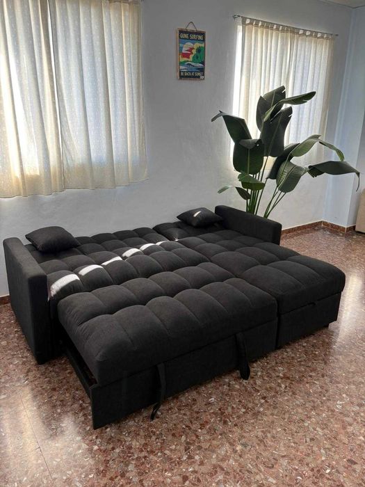 Sofa cama cinza preto Novo levamos a sua casa  Envio gratis