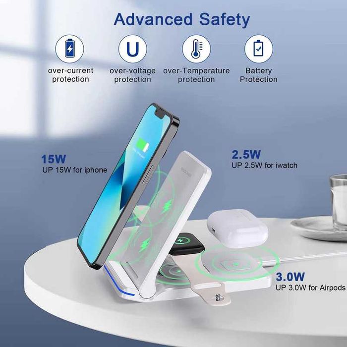 Stacja Dokująca 3w1 do iPhona, iWatch i Earbuds Czarna Lub Biała