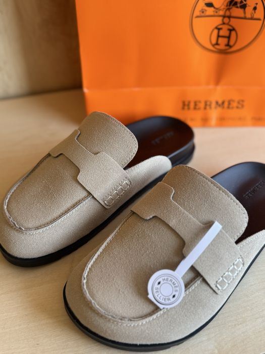 Мюлі, сабо замша  жіночі бежеві HERMES 37р