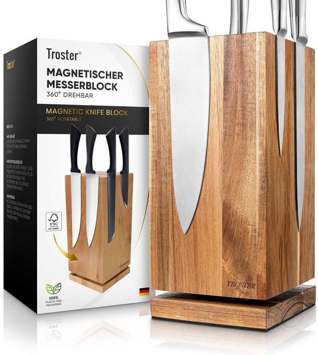 Дерев'яний магнітний тримач для ножів.