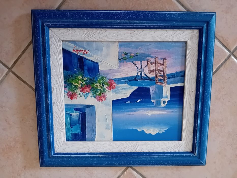 Quadro de autor, pintura a óleo, ano 2000, ilha Creta Grécia, em perfeitas condições, medidas: 37cm largura 33cm altura