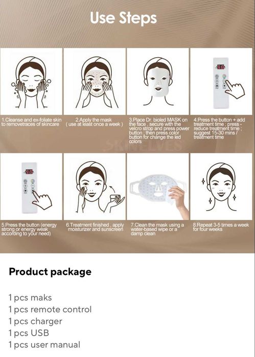 Светодиодная світлодіодна LED маска для лица