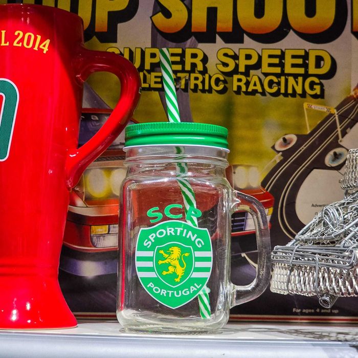 Caneca Vidro Sporting CP Oficial c/ Tampa e Palhinha – 14cm | Nova c/ Etiqueta