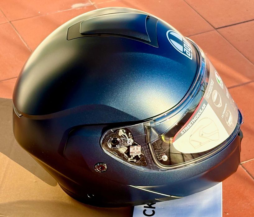 Capacete modular NOVO AGV Streetmodular azul escuro (33% DESCONTO) Tamanho M
