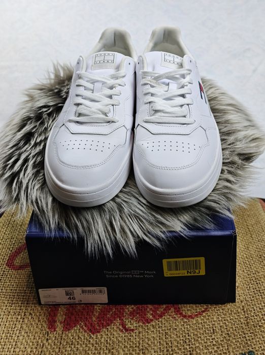 Skórzane sneakersy Tommy Jeans TJM Cupsole Leather  r. 46 białe