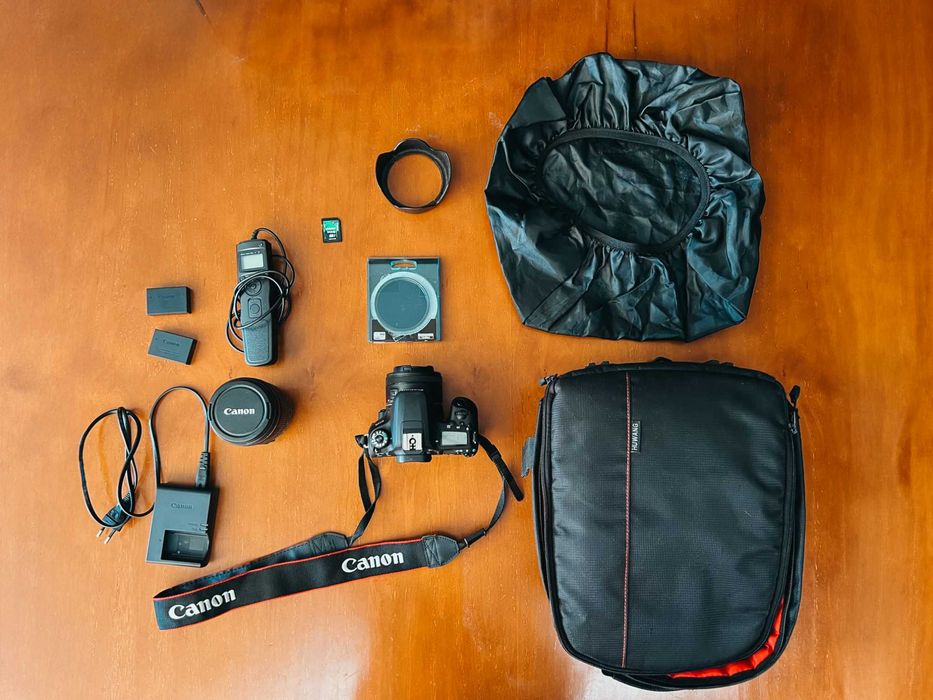 KIT COMPLETO Canon 77D+18–135mm+Mochila+Baterias+Cartão+Filtro ND