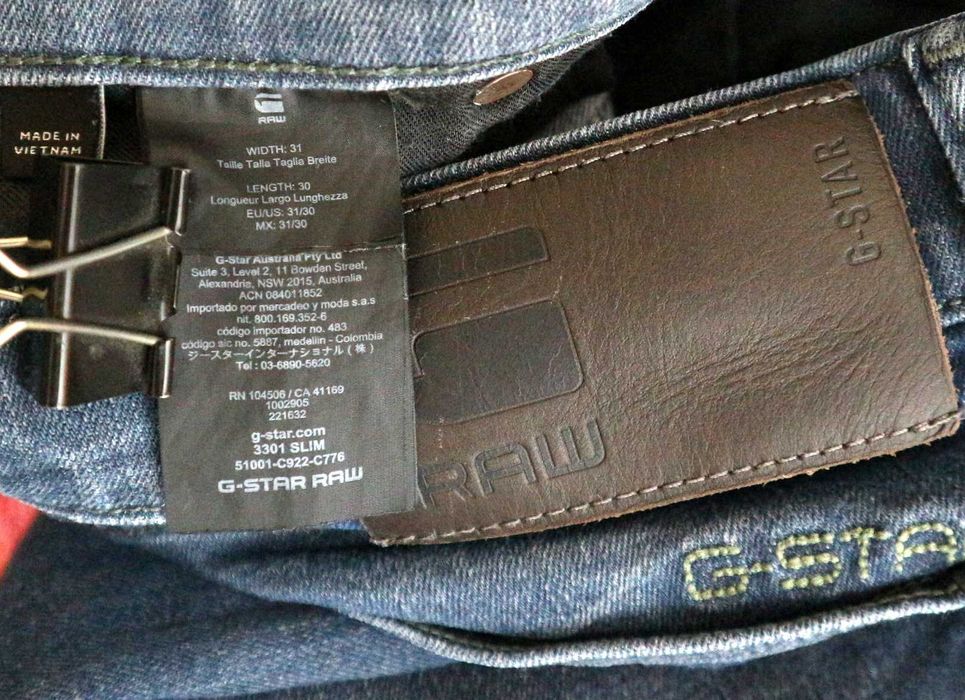 G-Star Raw 3301 Slim spodnie jeansy W31 L30 pas 2 x 41/43 cm