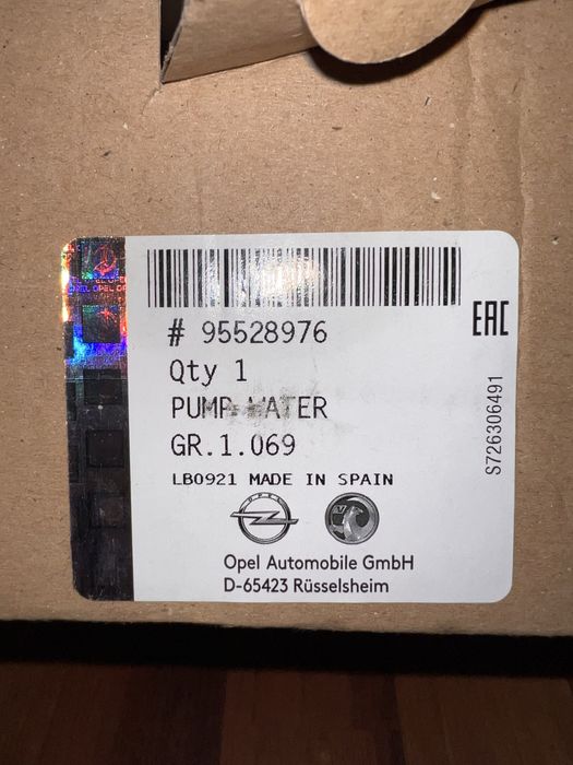 OE opel nowa pompa wody