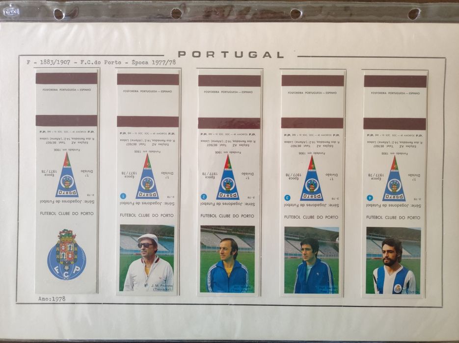 Coleção completa de carteiras de fósforos Futebol Clube do Porto 77/78