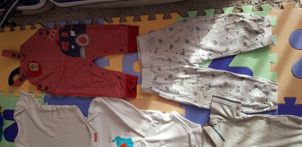 Zestaw piżama body krótki długi rękaw spodnie rampersy 86 / 92