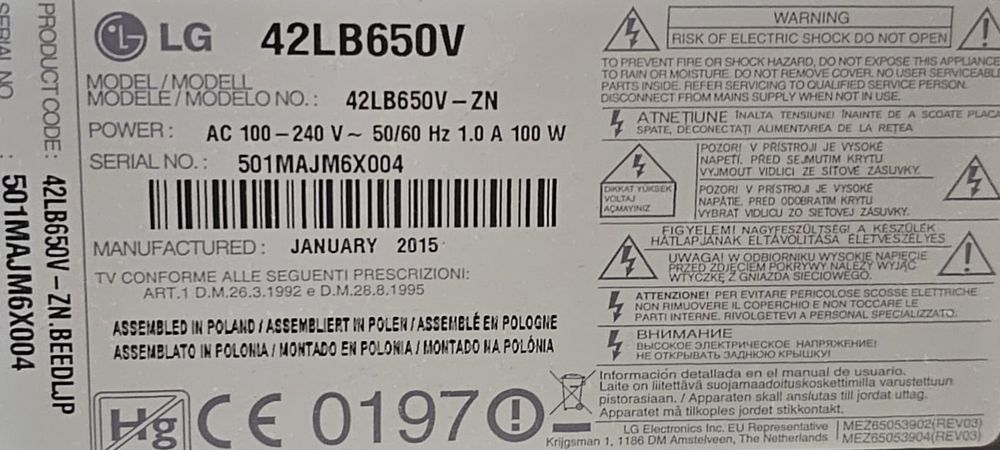 TV LG 43 cale netflix youtube