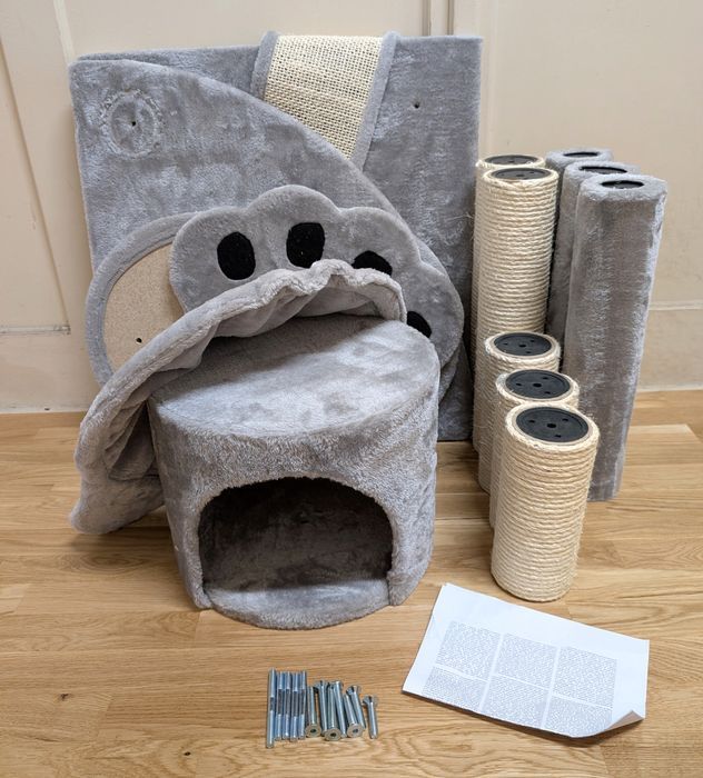 Jaskinia Niedźwiadka Drapak Dla Kota Jasnoszary 108X74X116Cm Duży