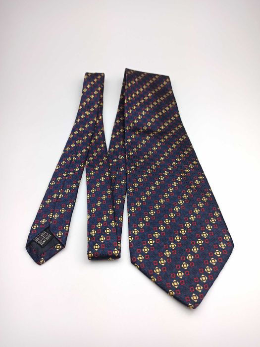 Charmant granatowy jedwabny krawat geometryczny mpi188