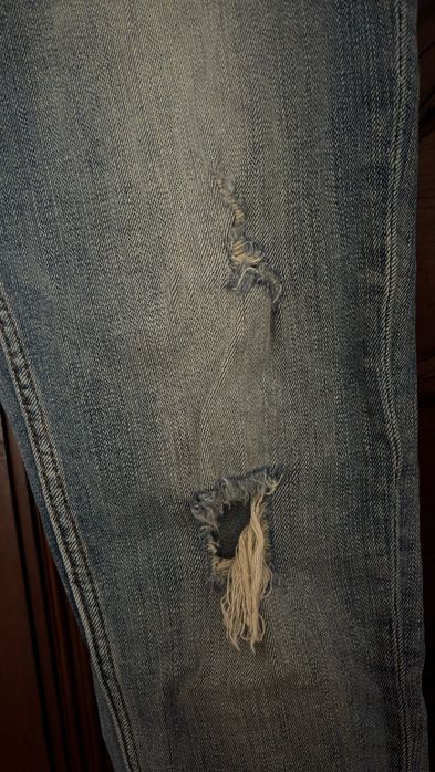 Calças de Ganga Zara Rasgadas Azuis