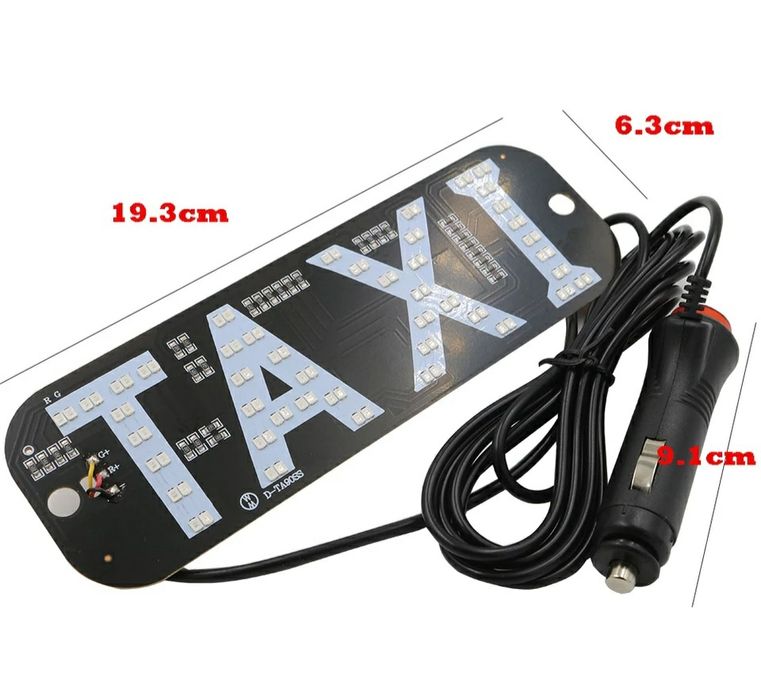 Табличка Такси LED TAXI Red/Green ДВА Цвета с прикуривателем