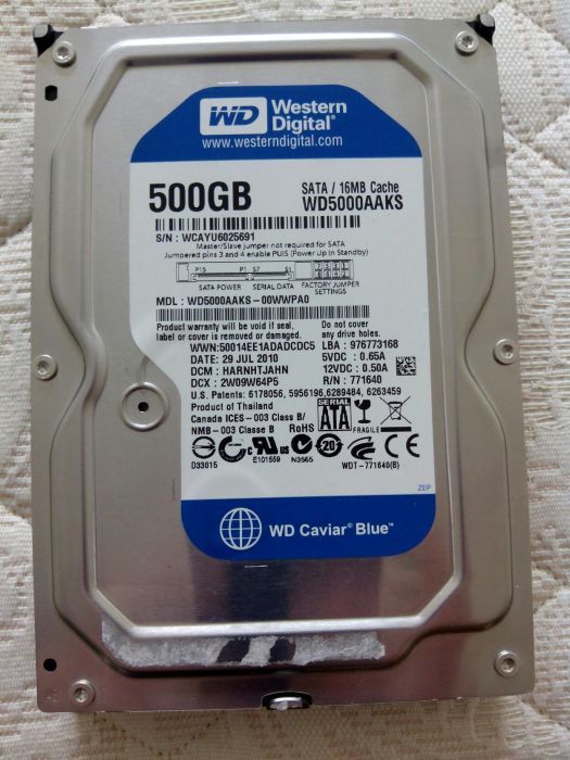 Western Digital Hard Drive 500 GB SATA264741315913091120