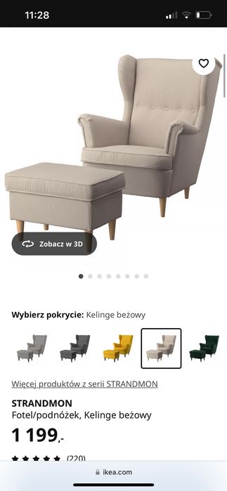 Fotel Uszak Ikea podnóżek