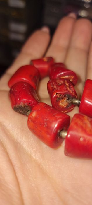 OKAZJA- Bransoletka koral naturalny czerwony vintage po babci 58g