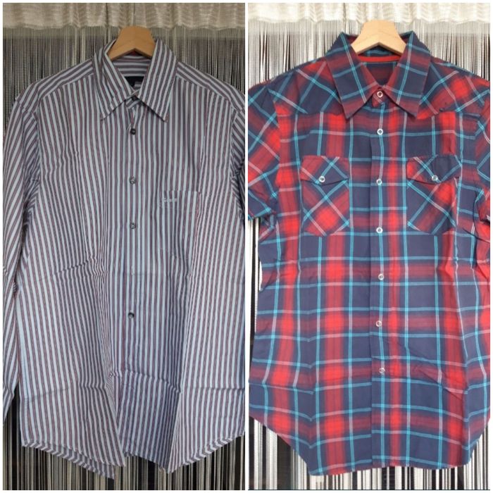 2 camisas de homem: às riscas + axadrezado
