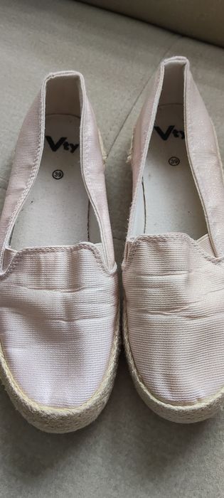 Pudrowy róż damskie buty espadryle