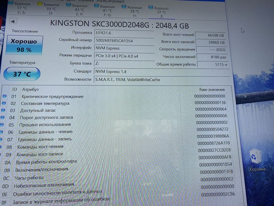 Kingston kc 3000 2tb 98%
