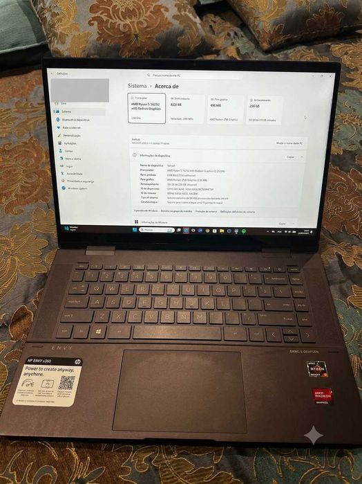 HP Envy x360 15" Convertible | Ryzen 5 5625U | 8GB RAM | SSD 256GB | Ecrã Tátil