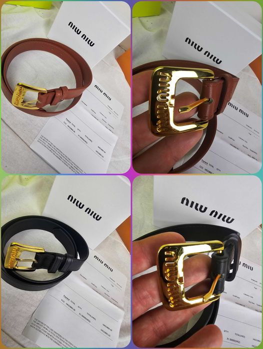 Pasek Miu Miu na dziurki komplet damski Ultra Premium sklepowa OUTLET