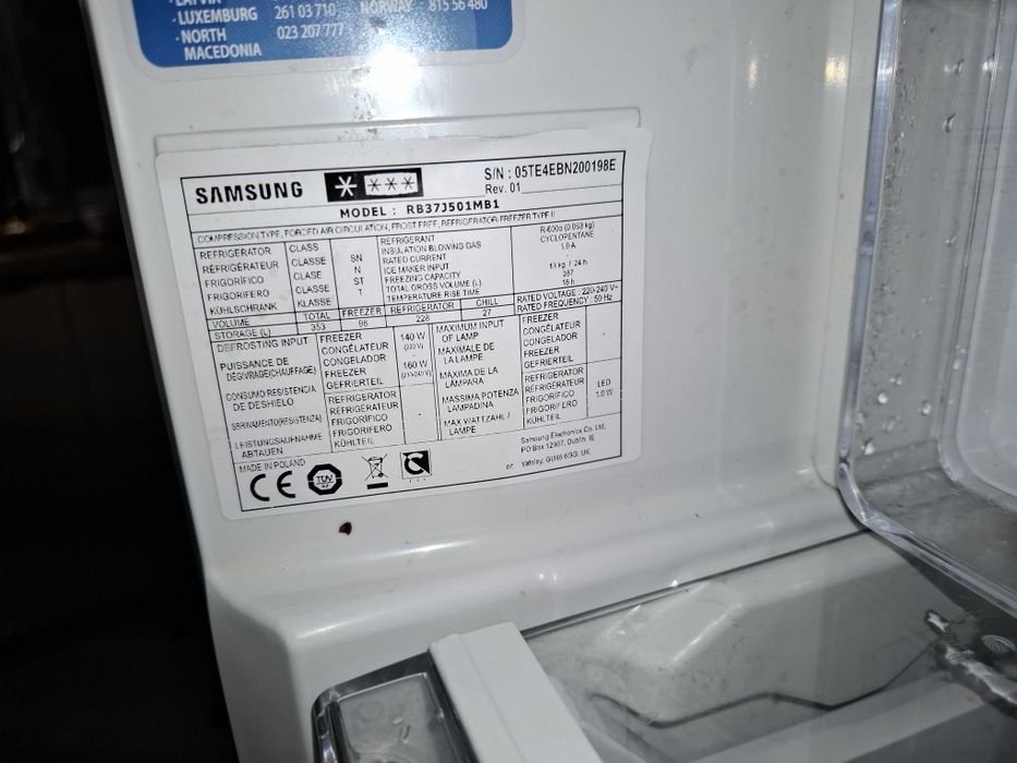 Lodówka odówka SAMSUNG RB37J501MB1