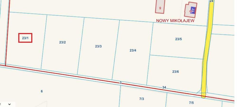 Działka budowlana 1168 m2 Nowy Mikołajew Gmina Teresin