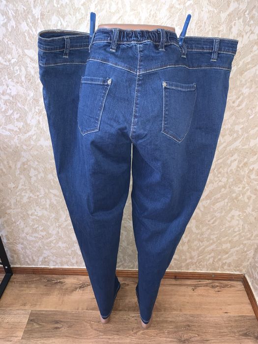 Джинси штани стрейчеві супер батал великий розмір прямого крою бавовна