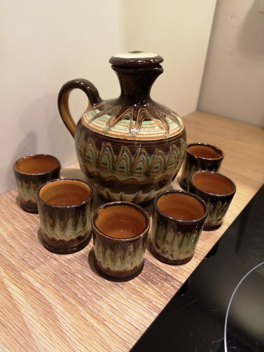 Karafka z sześcioma kieliszkami, art Deco