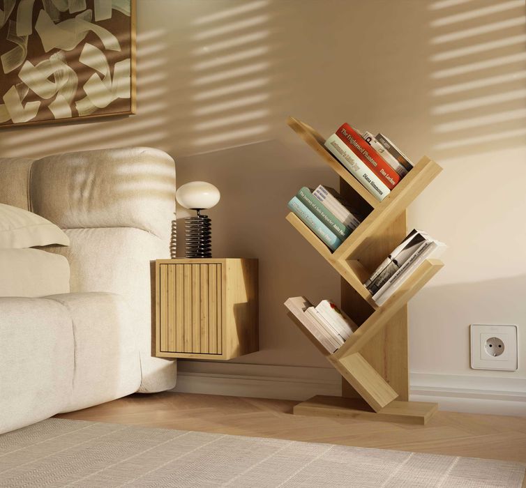 REGAŁ Stojący FUNNY MINI Na Książki 4 Półki Biały lub Dąb Artisan