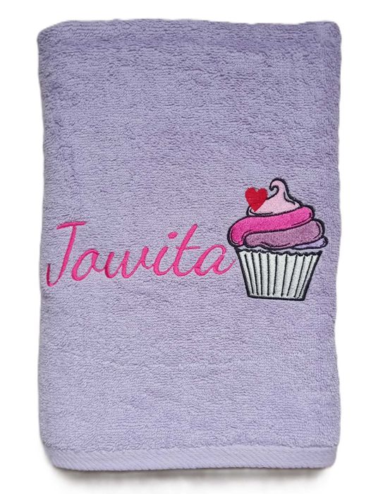 Bawełniany Ręcznik z Imieniem 100x50 Haft Babeczka Muffinka Imię