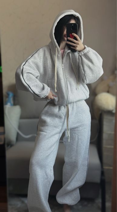 Теплий костюм з регуляторами , меланж колір на флісі