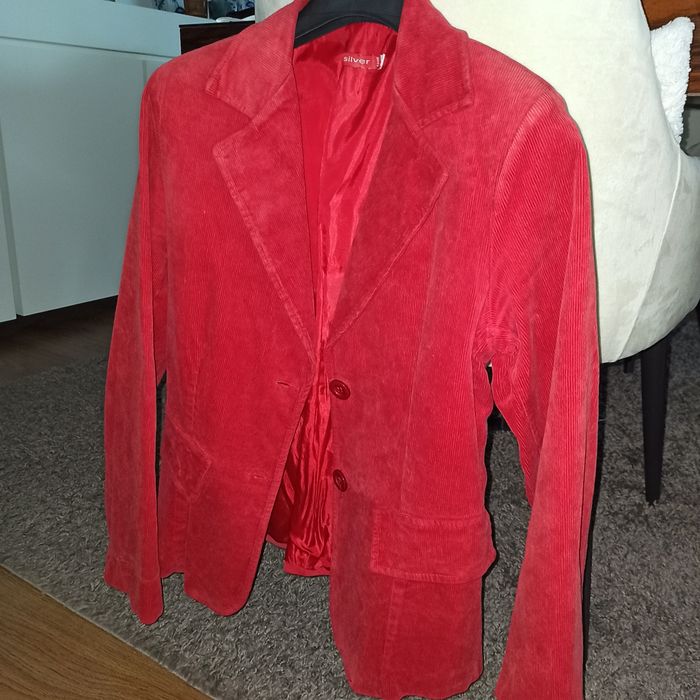 Blazer de bombazina vermelho