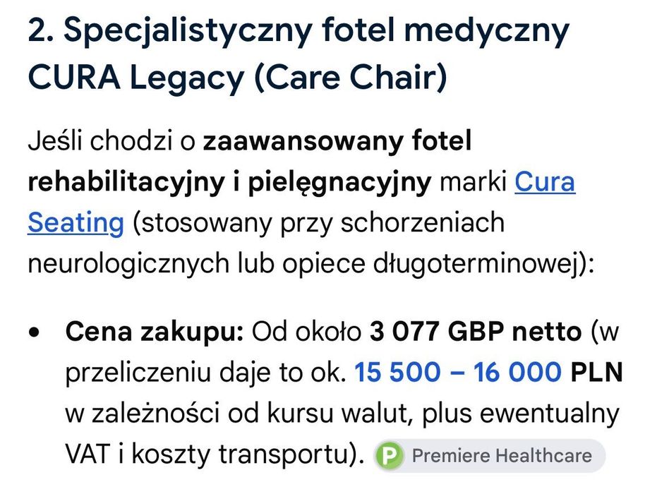 Specjalistyczny fotel medyczny