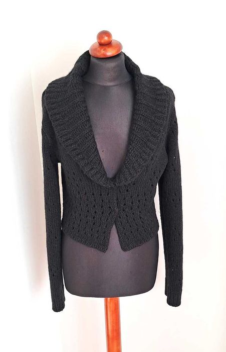 Czarny ażurowy sweter kardigan  vintage grunge M L XL