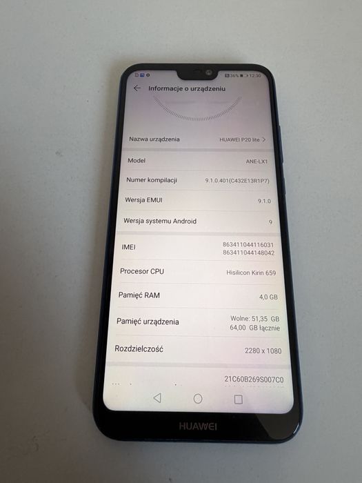 Huawei P20 lite Blue Stan Idealny
