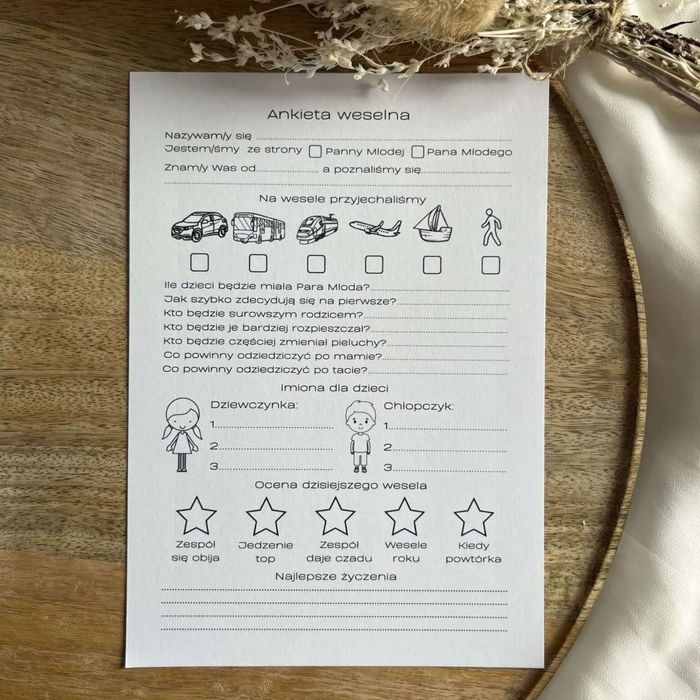 Ankiety weselne ślubne