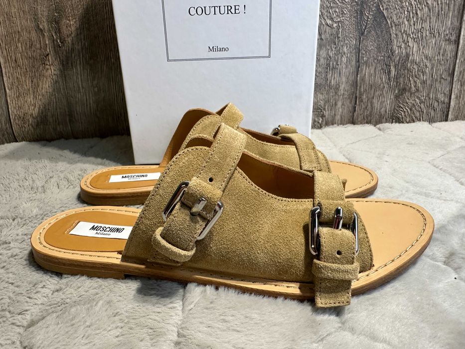 Buty damskie skórzane sandały klapki Moschino 37