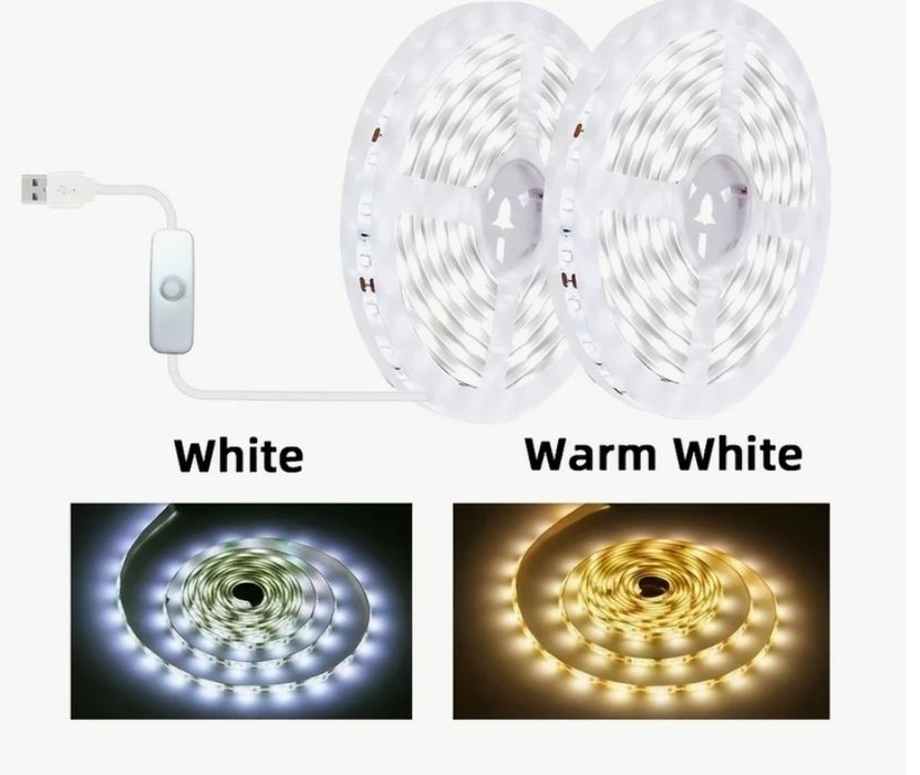Розумна LED-стрічка з вимикачем,USB живлення, 1м/2м/3м/4м/5м/10 м