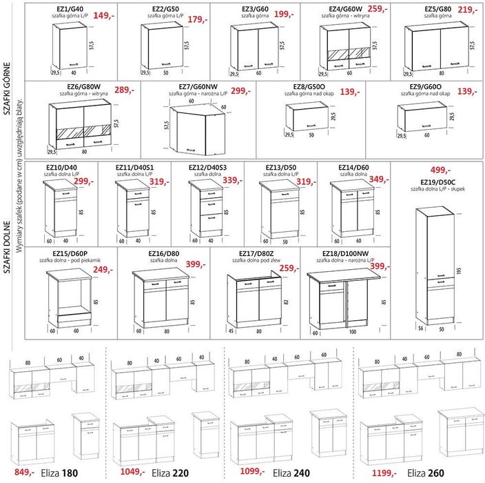 Kuchnia eliiza 240 cm super cena 7 elementów możliwość rozbudowy