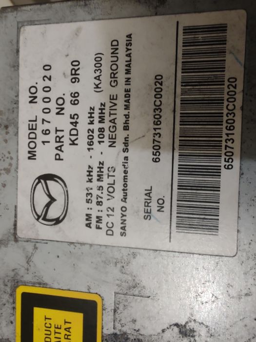 MAZDA CX-5 KD45669R0 16700020 SANYO