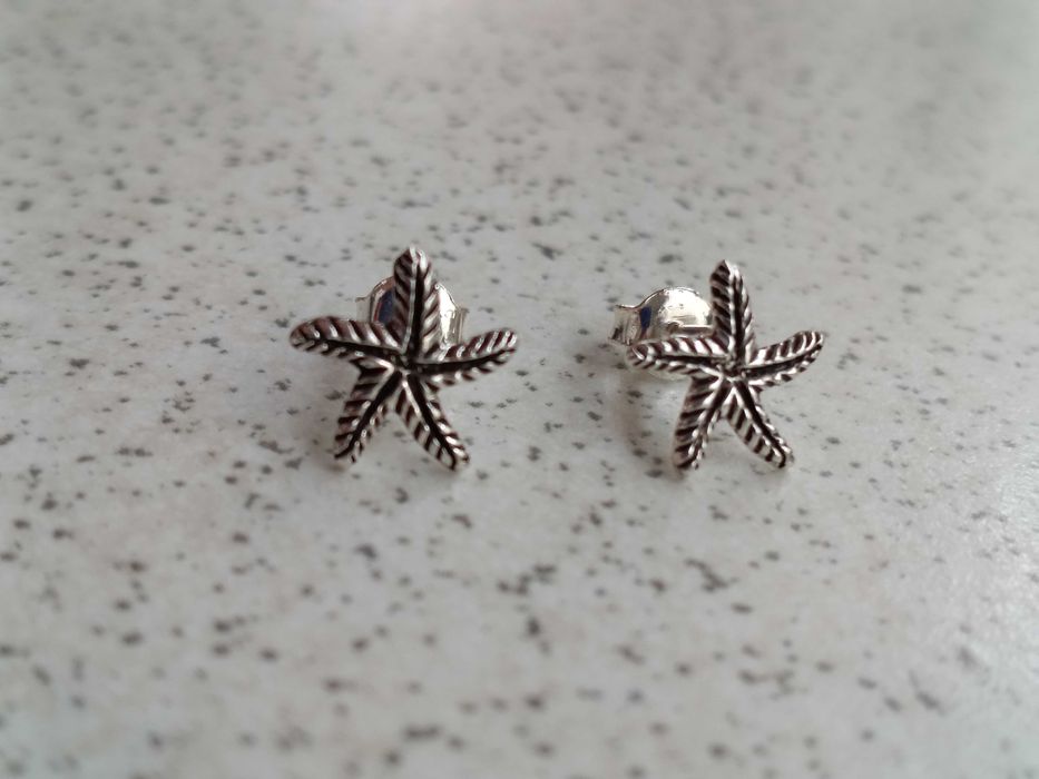 Srebrne kolczyki sztyfty Rozgwiazdy S925 Kolczyki Rozgwiazda