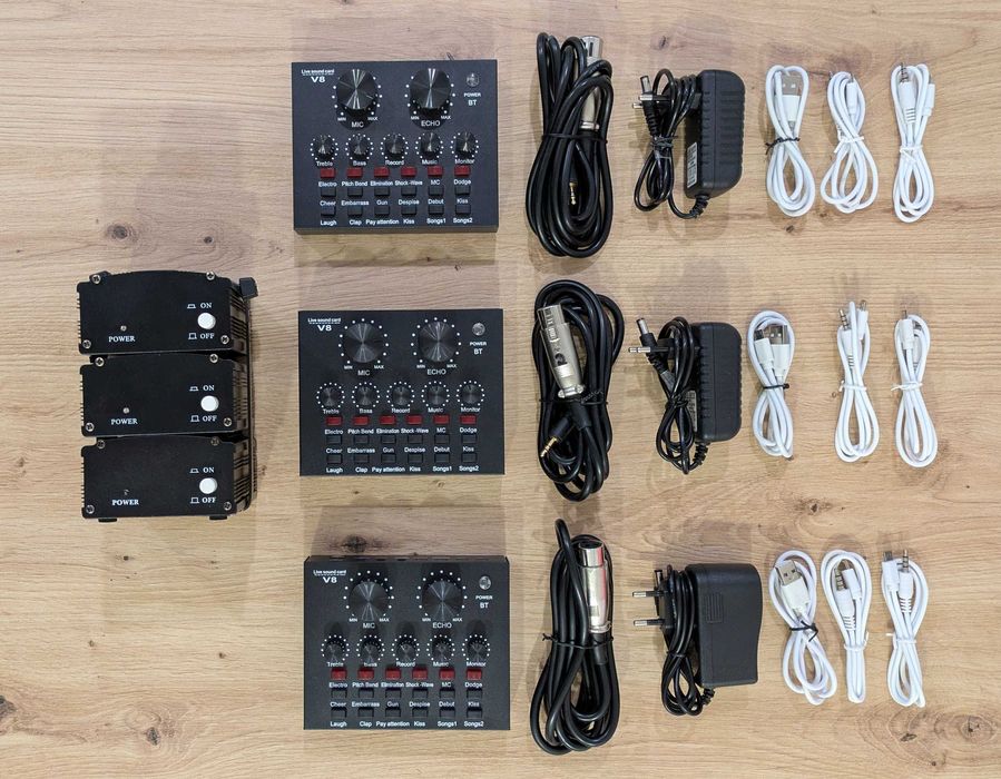 Live Sound Card Audio Mixer Table + 48V Phantom Power + 5V DC Power Supply + Cables64284681989890124