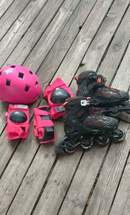 Patins em linha com proteções