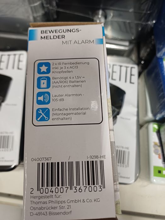 Alarm bezprzewodowy, czujnik ruchu 105DB 2 PILOTY