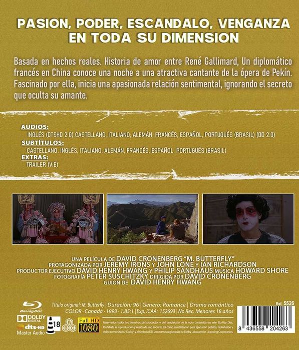M. Butterfly/M. Butterfly (Blu-Ray)-Importado(Legendado Brasileiro)
