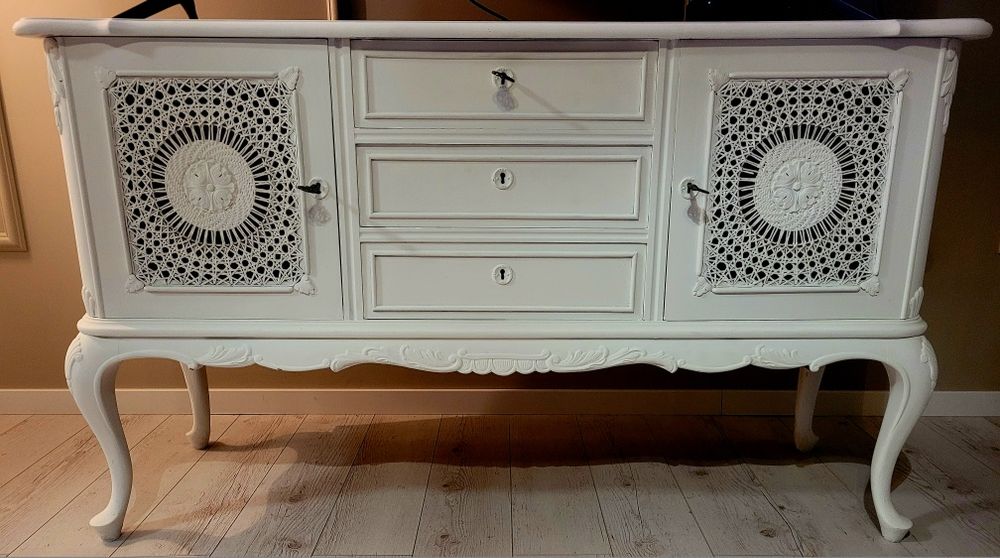 Piękna elegancka komoda Ludwik XIV rafia